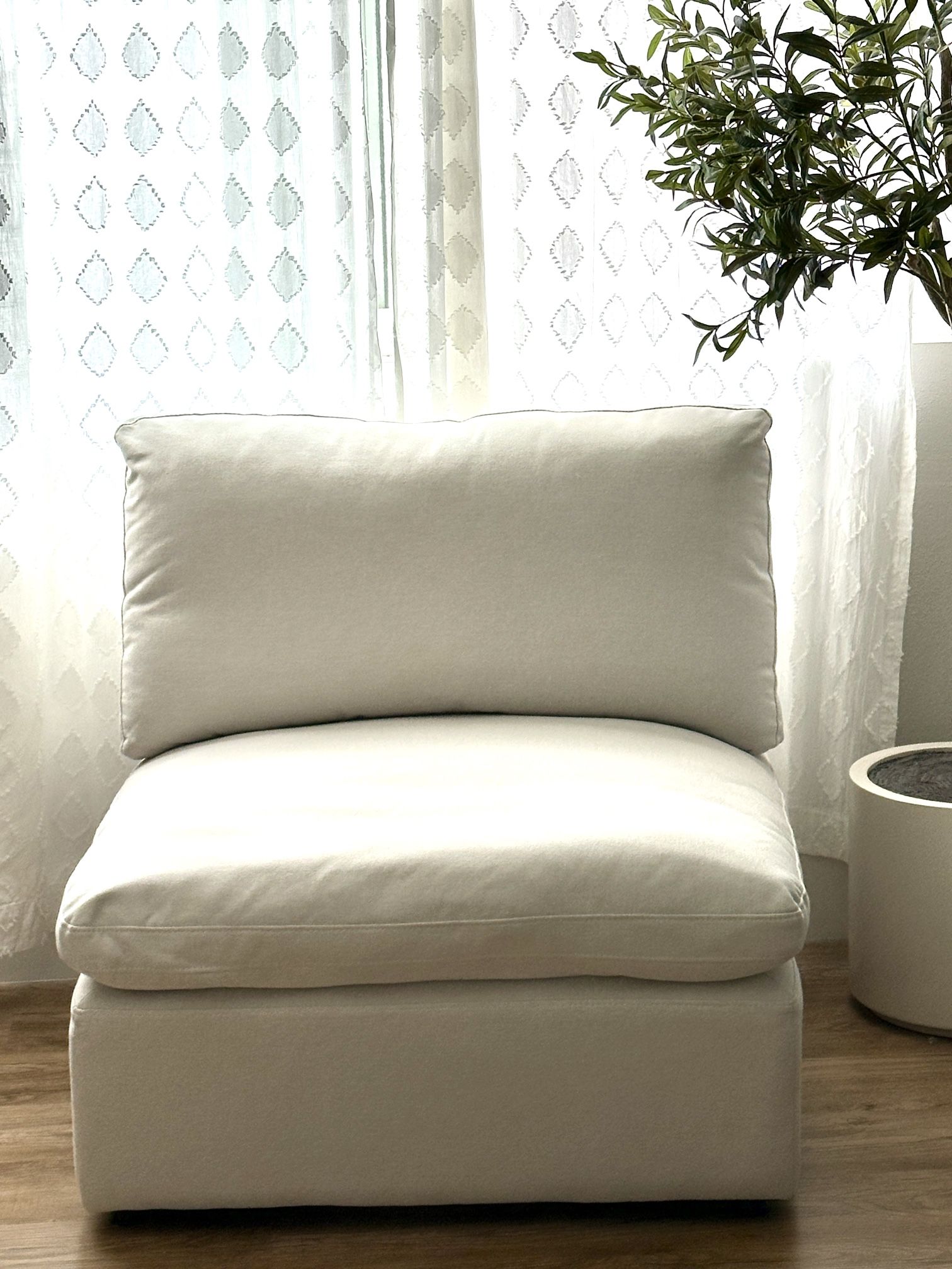 Modern White Fabric Armless Chair