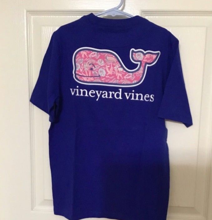 Vineyard Vines Sea Life Whale Fill Maritime Blue Short Sleeve Tee Boys Small