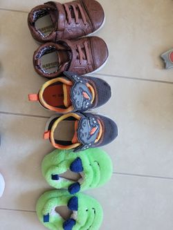Toddler Size 4, three Pairs Toddler Boys Shoes Bundle, all for $5