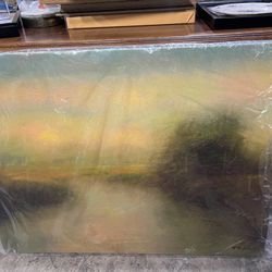 Large 30x40” lake sunset canvas wall art decor p/u Willow Grove or Jamison PA 