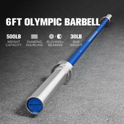 RitFit Olympic Barbell 6FT - 2 Inch Weight Bar for Strength Training, Weightlifting, Squat, Deadlift, Bench Press, Curl, Overhead Press -500lbs Capaci