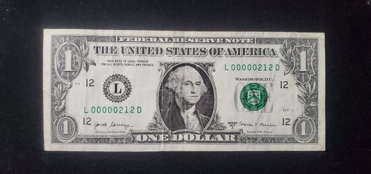 Dollar Bill Low Number + True Trianary