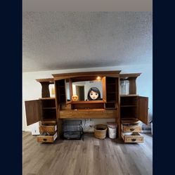 Antique Wooden Entertainment Center 