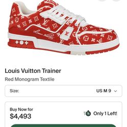 Louis Vuitton Trainer Red Monogram Textile 