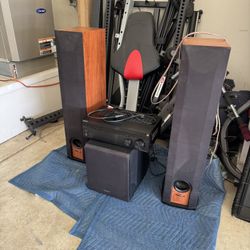 Polk Audio Speakers With Sony Subwoofer And Sony Stereo Receiver 