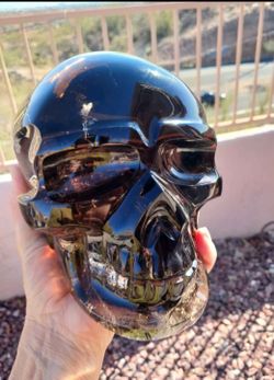 Huge 5.5" Smokey/Smoky Quartz Rock Crystal Carved Crystal Skull
