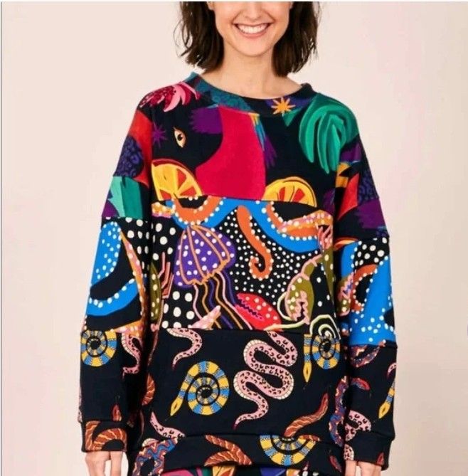 Farm Rio Mixed Print Sweatshirt, Relaxed fit Sz: M