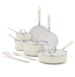 Bobby Flay 12 PC Cream Ceramic Nonstick Cookware Set
