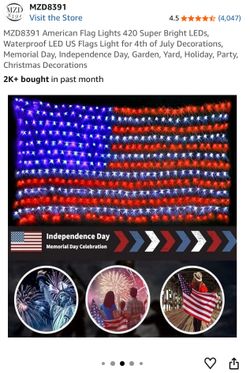 American Flag Lights 420 Super Bright LEDs, Waterproof LED US Flags Light for 4th of July