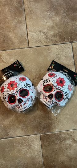 New skeleton skull day of the dead costume mask set of 2