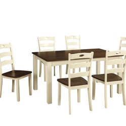 Woodanville Cream/Brown Dining Table and Chairs (Set of 7)

