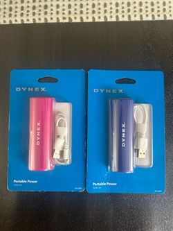 2 Pack Dynex Portable 1A Power Bank USB Phone Device Charger 2000 mAh DX-2604