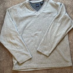 Vintage GAP Gray V-neck Solid Plain Long Sleeve Causal Sweatshirt Adult Size L