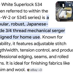 White super lock 534-W- 2 sewing machine