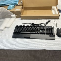 LANGTU K1000 RGB Gaming Keyboard + Mouse Full Size Wrist Rest Knob NEW