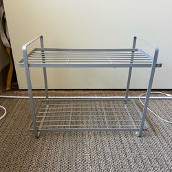 Silver two-tiered shelf