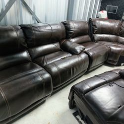 Electric Five Piece Leather Recliner Couch  Obo!!!!
