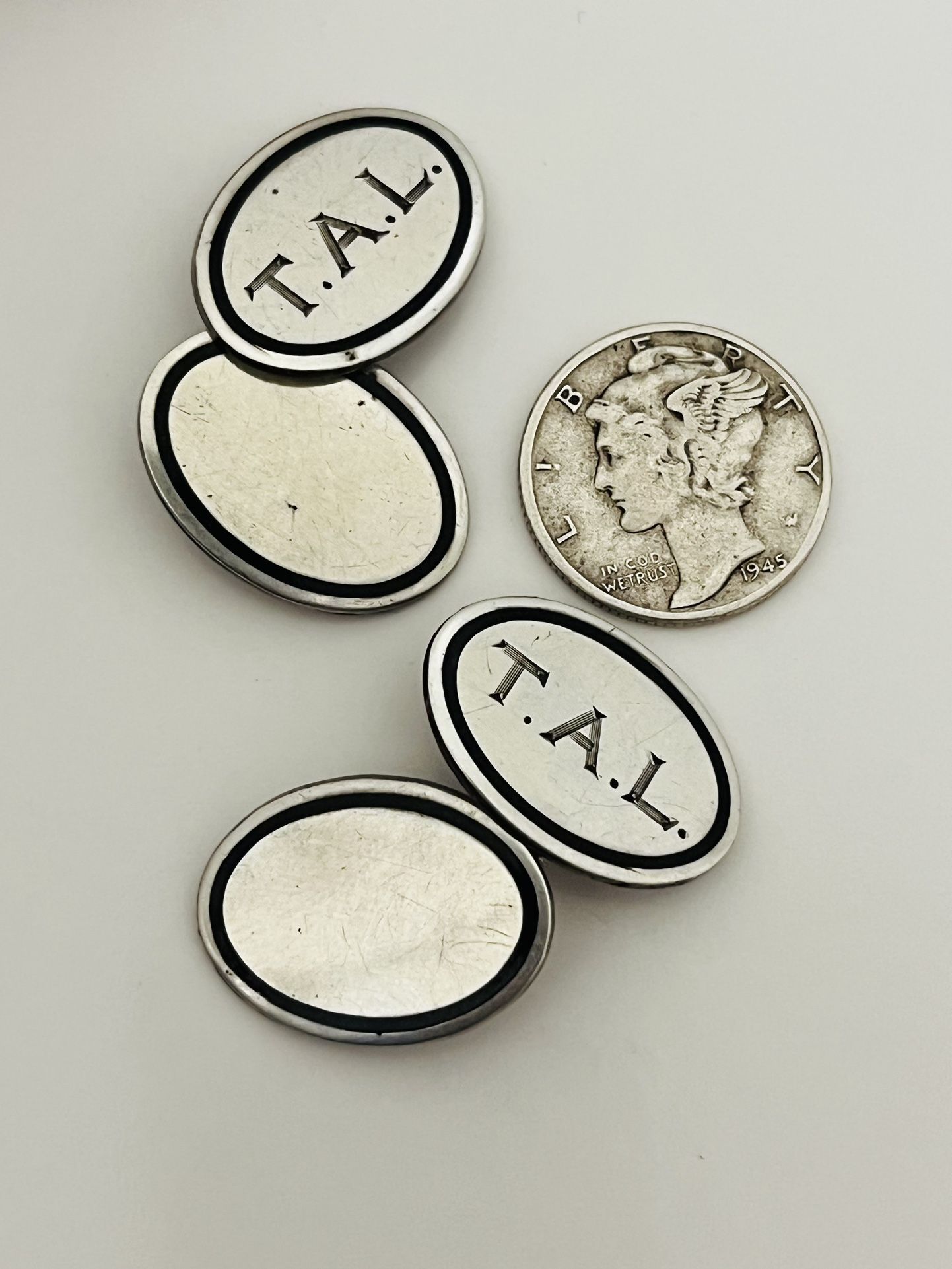 Sterling Silver Black Enmeshed Vintage Cufflinks Men’s Jewelry Tall