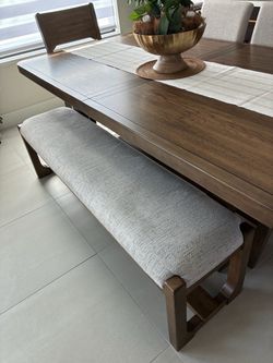 Solid wood dining table with leave