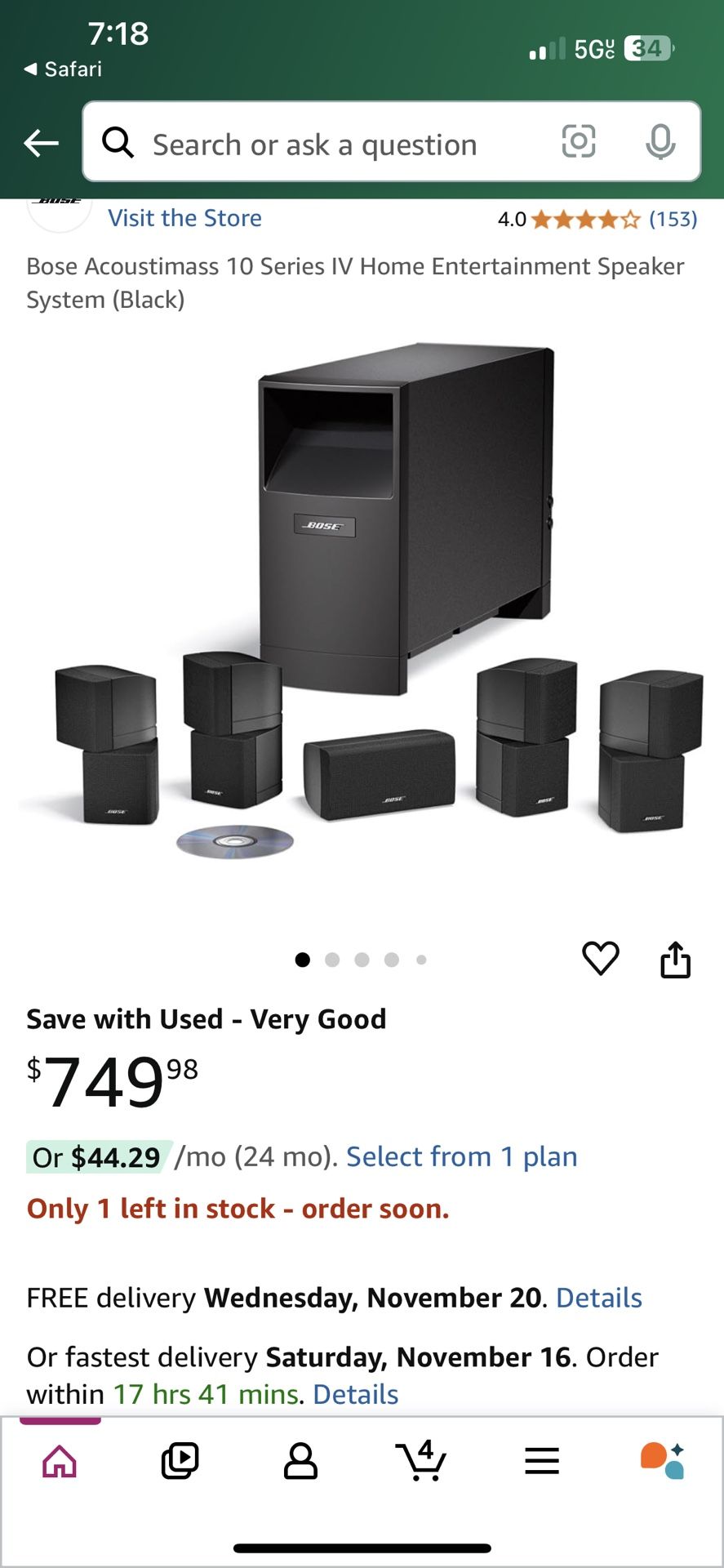 Bose Acoustimass 10 lV & Pioneer Receiver 9.1