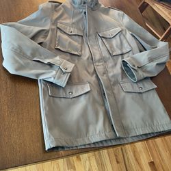 Banana Republic Men’s Rain Coat Jacket L Large 70% Nylon 30% Cotton Olive Green