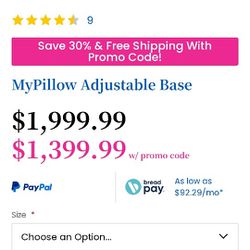 My Pillow Twin XL Electric Bed Frame With Mattress 