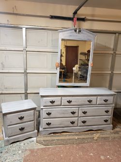 Dresser set with mirror and matching nightstand