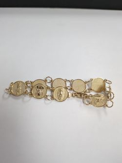 14k religious coin bracelet