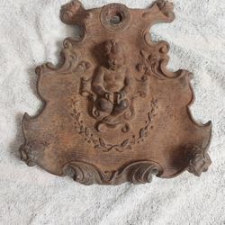 Antique Cast Iron Ornate Cherub Angel Base From Umbrella Stand