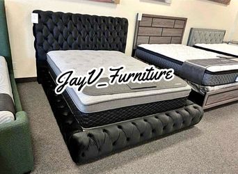 New Queen bed frame with mattress