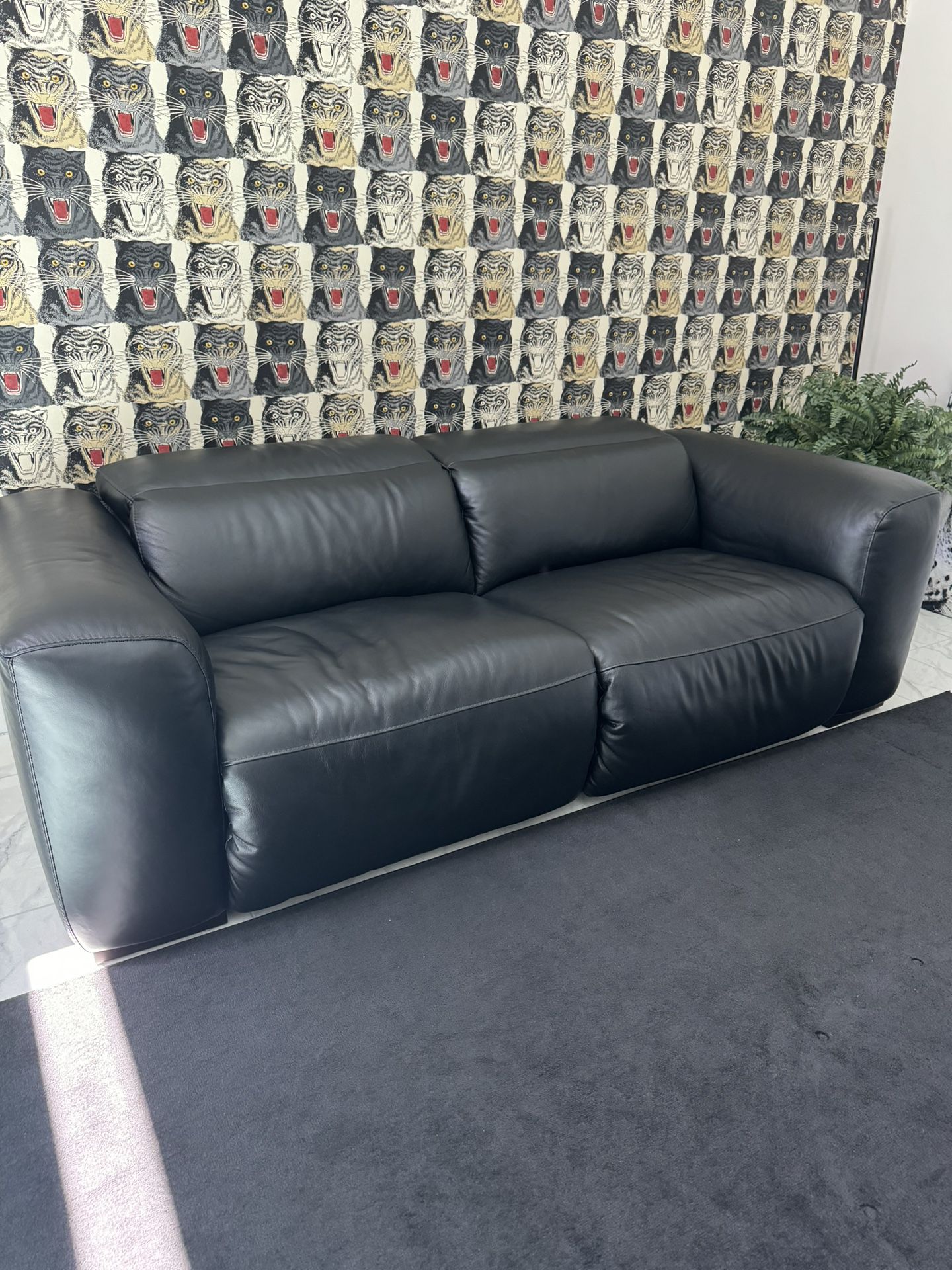 Leather Loveseat/Sofa (black, Power Recline) 