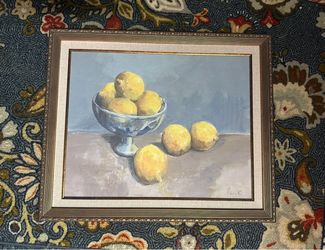 Framed Still Life Oil Painting of Lemons