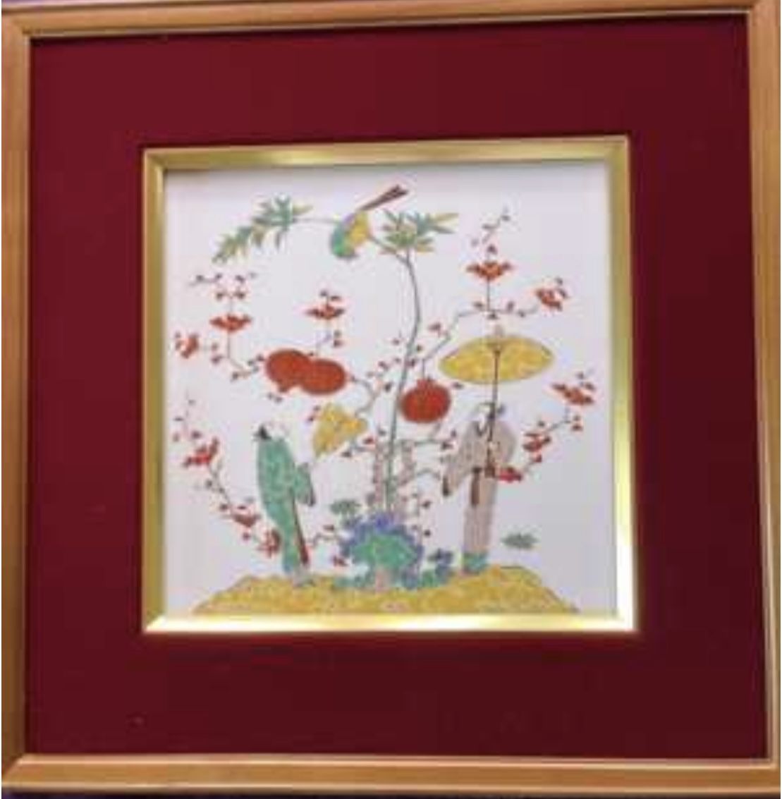 Set of 9 Antique Chinese Porcelain Paintings β Famille Rose Style, Framed