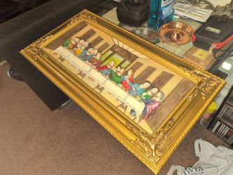 3D relief plaque of The Last Supper - Nice Condition -  25.5" x 13.5"