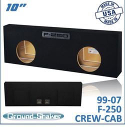 Black 10” Dual Sealed Sub Box, Fits 99-07 Ford F-250 Crew-Cab