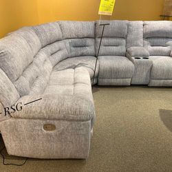 Power Reclining Fabric Sectional Couch With Center Console Set ⭐$39 Down Payment with Financing ⭐ 90 Days same as cash