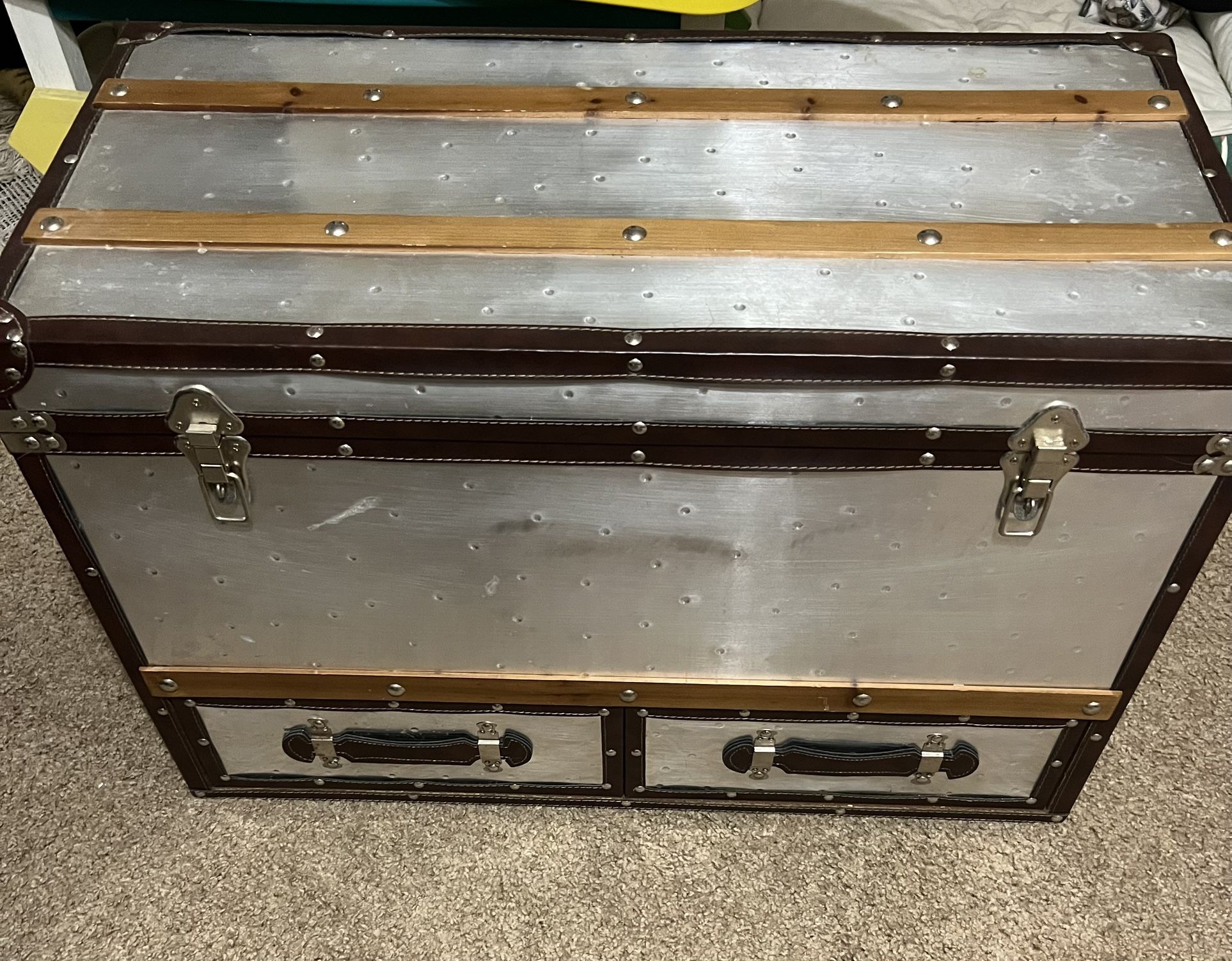 Metal Trunk And Coffee Table