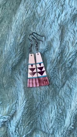 Purple And White Earrings 