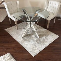 Glass Round Dining Table And 3 Chairs 