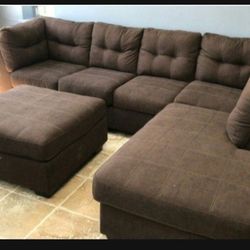 Coffee Dark Brown Modern L Shape Small Sectional Couch🟤 Brand New💯👌 
