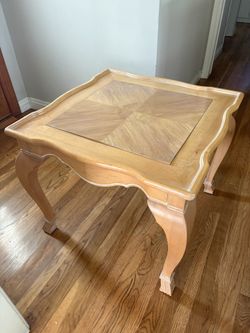 Light Brown Wood Coffee Table + End Table Set
