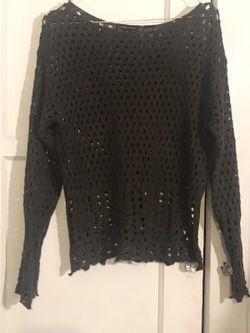 See through military green sweater