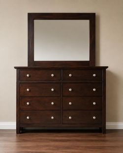 Dark Wood Dresser with Mirror