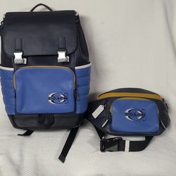 Preowned Like New Coach Mens Back Pack And Matching Waist Bag/ Fanny Pack.Used For Vacation