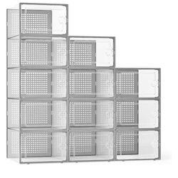 6 Pack Stackable Shoe Storage Organizer ( clear gray)