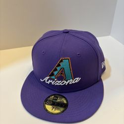 MLB Arizona Diamondbacks Dual Logo Fitted 7 1/8 New Era Cap 59FIFTY Purple 