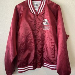 Vintage Arizona Cardinals NFL Football Chalk Line Satin Bomber Jacket XL / XXL