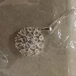 Diamond | Sterling Silver : Flower Pendant _ Necklace Piece (1/10CT)