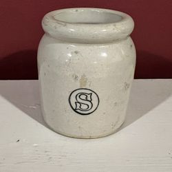 Vintage Mustard Jar English Pottery Cottage Decor