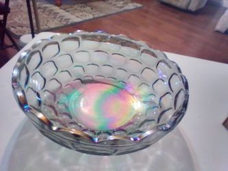 Federal Glass Yorktown Smoke Sundown Carnival Iridescent Large Serving Bowl